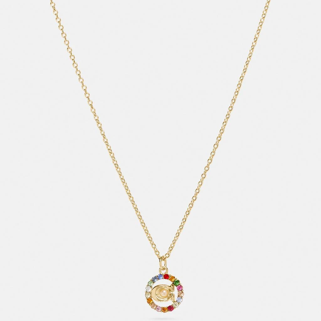 商品Coach|Coach Women's C Multi Crystal Necklace - Gold/Multicolour,价格¥566,第1张图片