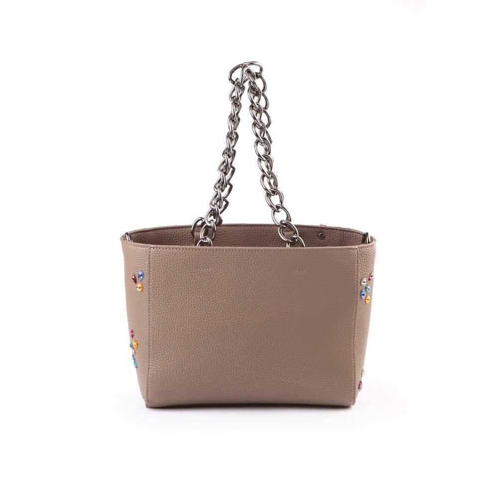 商品Suzy Levian|Suzy Levian Pebbled Faux Leather Rhinestone Satchel Handbag,价格¥1096,第7张图片详细描述