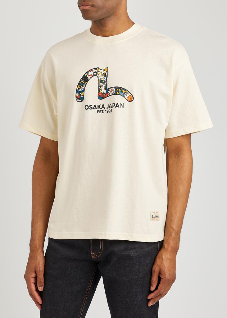 商品Evisu|Fortune Cat Hide-And-Seek printed cotton T-shirt,价格¥749,第4张图片详细描述