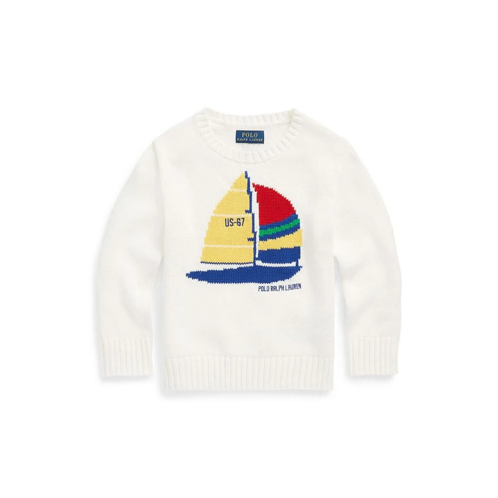 商品Ralph Lauren|Toddler and Little Boys Sailboat Cotton Long Sleeve Sweater,价格¥351,第2张图片详细描述