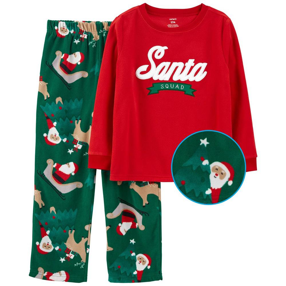 Little Boys Santa Fleece Pajama, 2 Piece Set商品第2张图片规格展示