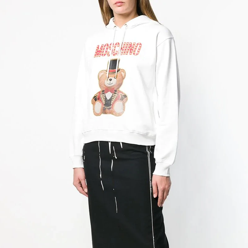 Moschino 莫斯奇诺 女士白色小熊印花连帽卫衣 EV1704-0527-2001 商品