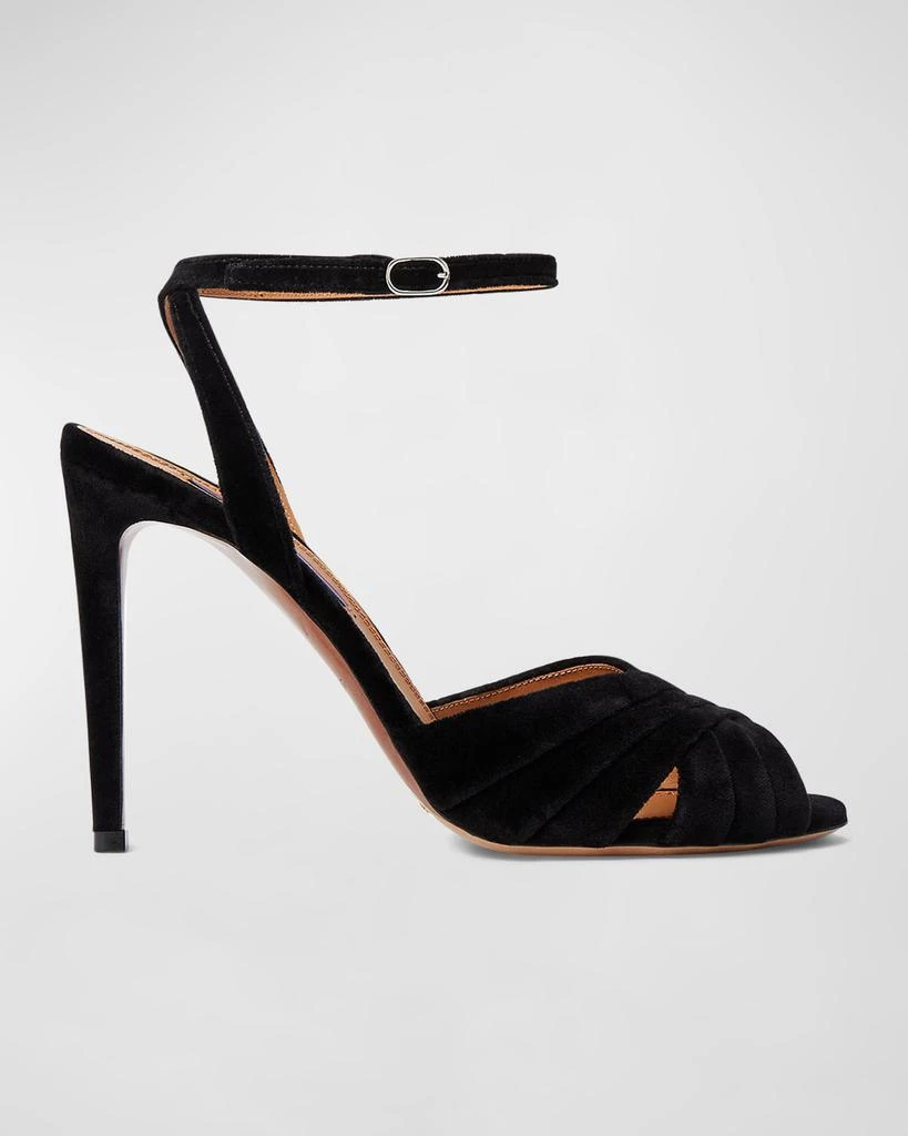 商品Ralph Lauren|Bacall Velvet Ankle-Strap Stiletto Sandals,价格¥4193,第1张图片