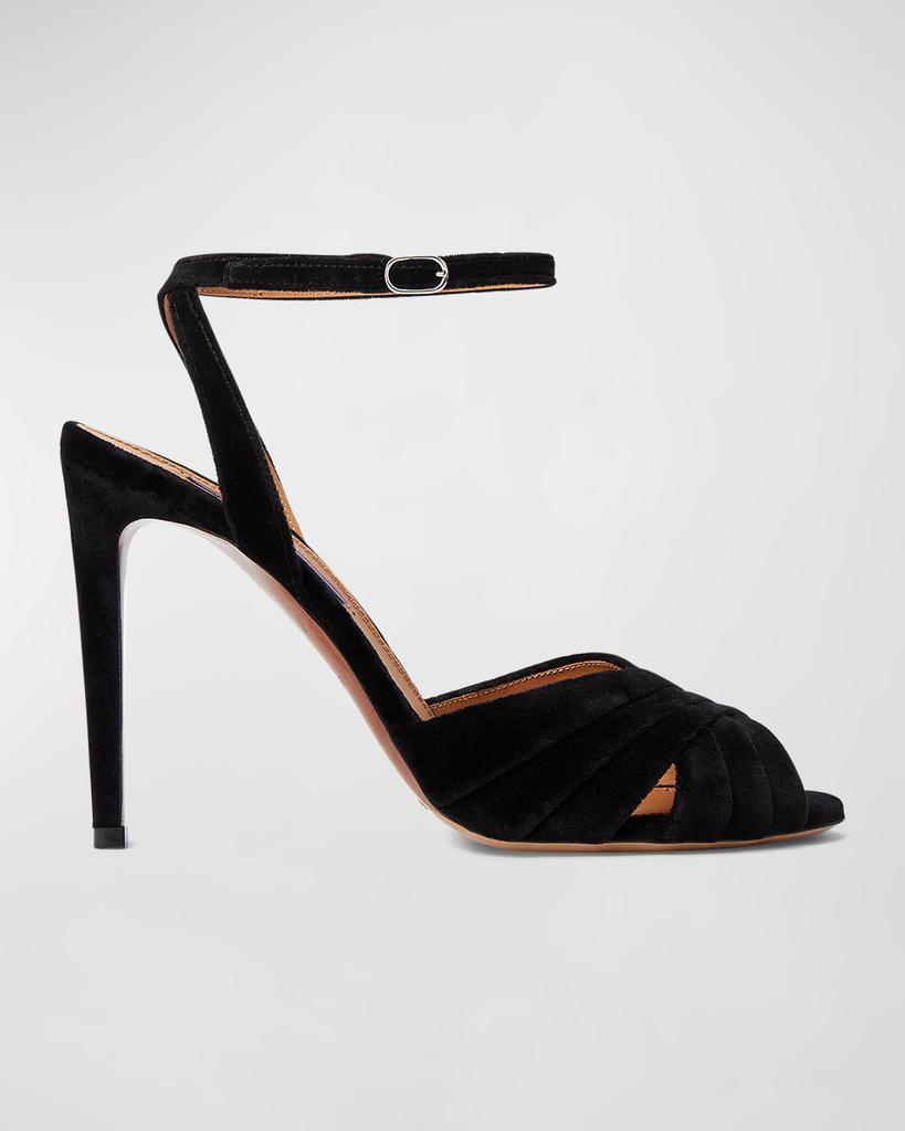 商品Ralph Lauren|Bacall Velvet Ankle-Strap Stiletto Sandals,价格¥6631,第1张图片