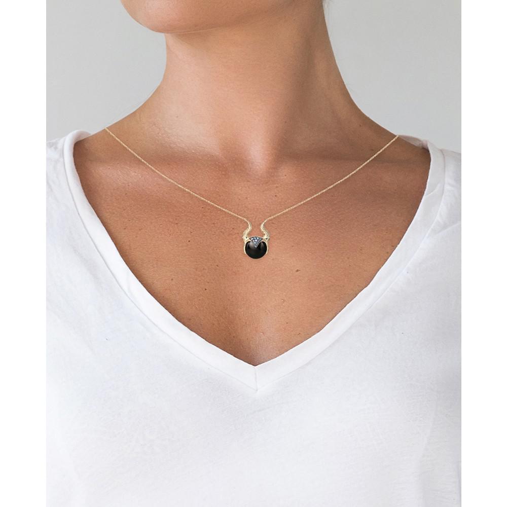 商品Disney|Onyx & Cubic Zirconia Sleeping Beauty Maleficent Horns 18" Pendant Necklace in 18k Gold-Plated Sterling Silver,价格¥369,第4张图片详细描述