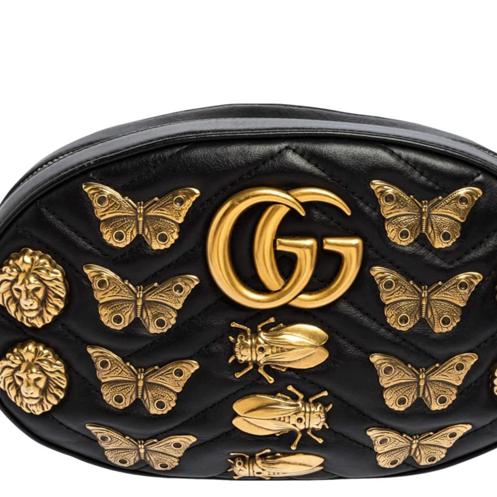 商品[二手商品] Gucci|Gucci Black Leather Animal Stud GG Marmont Belt Bag,价格¥8065,第5张图片详细描述