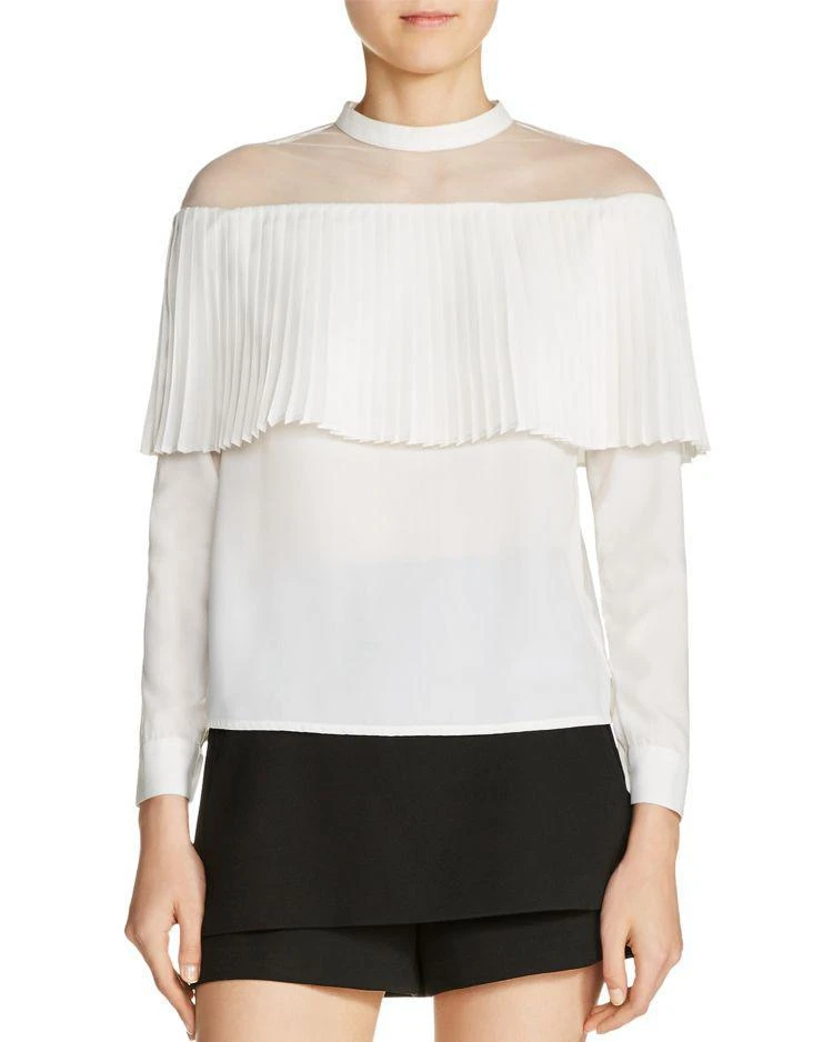 商品Maje|Lemia Pleated-Overlay Top,价格¥933,第1张图片