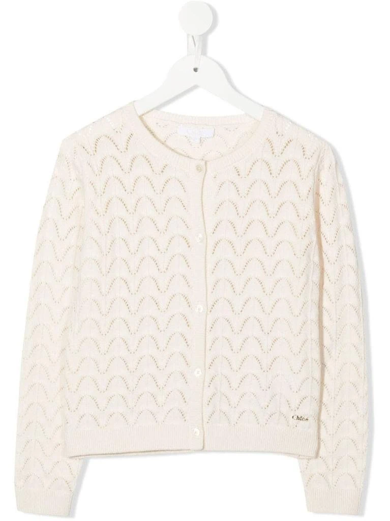商品Chloé|Chloé Kids Knitted Ivory Cardigan,价格¥1491,第1张图片