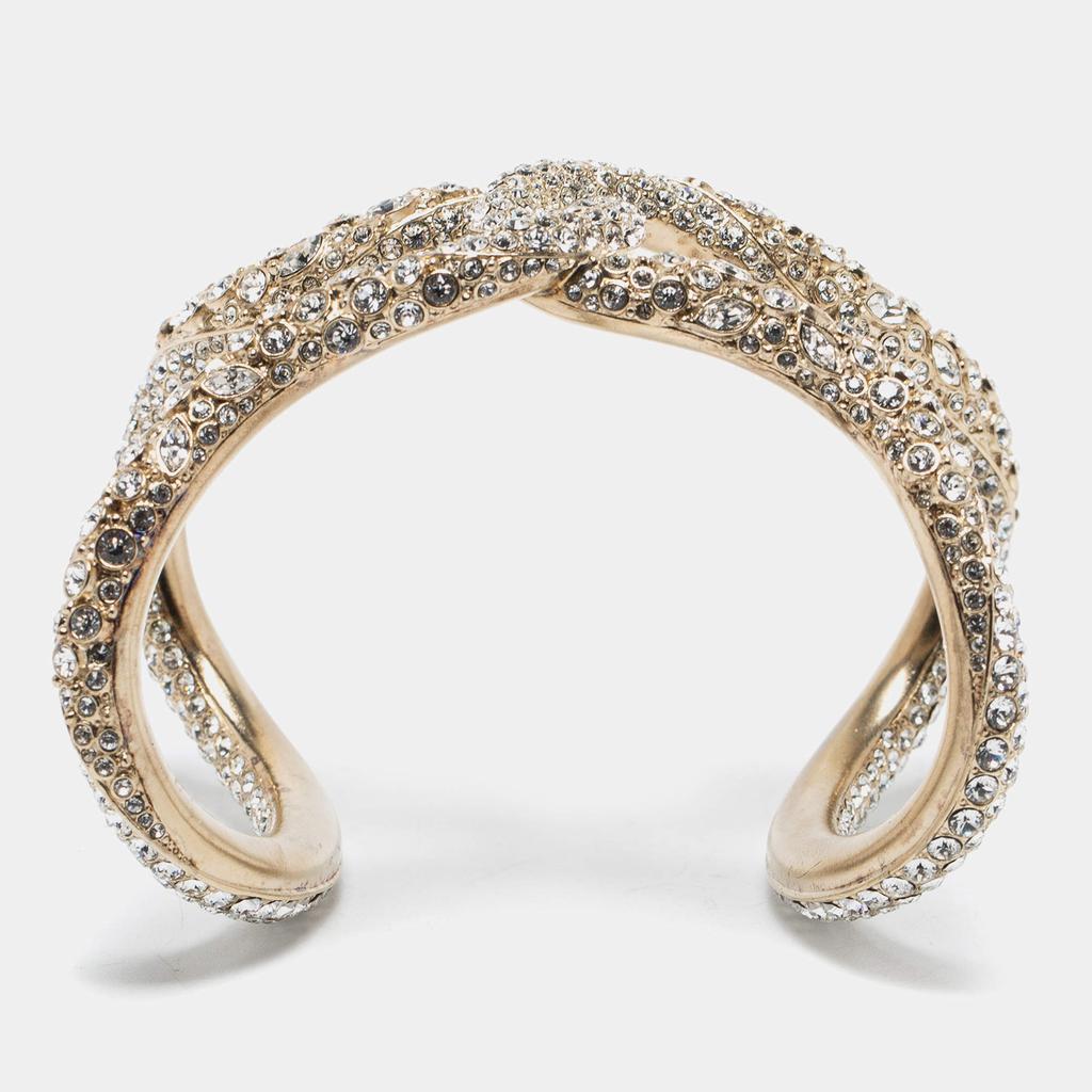 Chanel Gold Tone Crystal Open Cuff Bracelet商品第4张图片规格展示