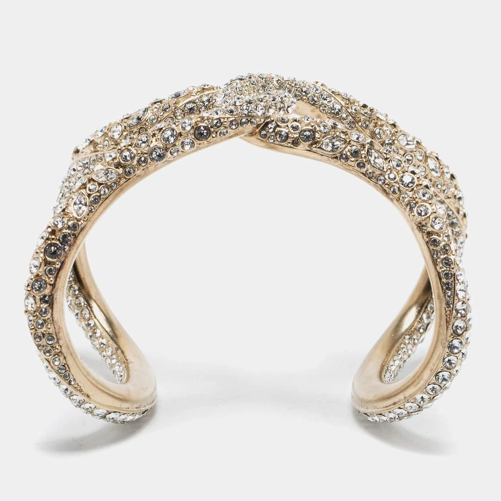 商品[二手商品] Chanel|Chanel Gold Tone Crystal Open Cuff Bracelet,价格¥10836,第4张图片详细描述