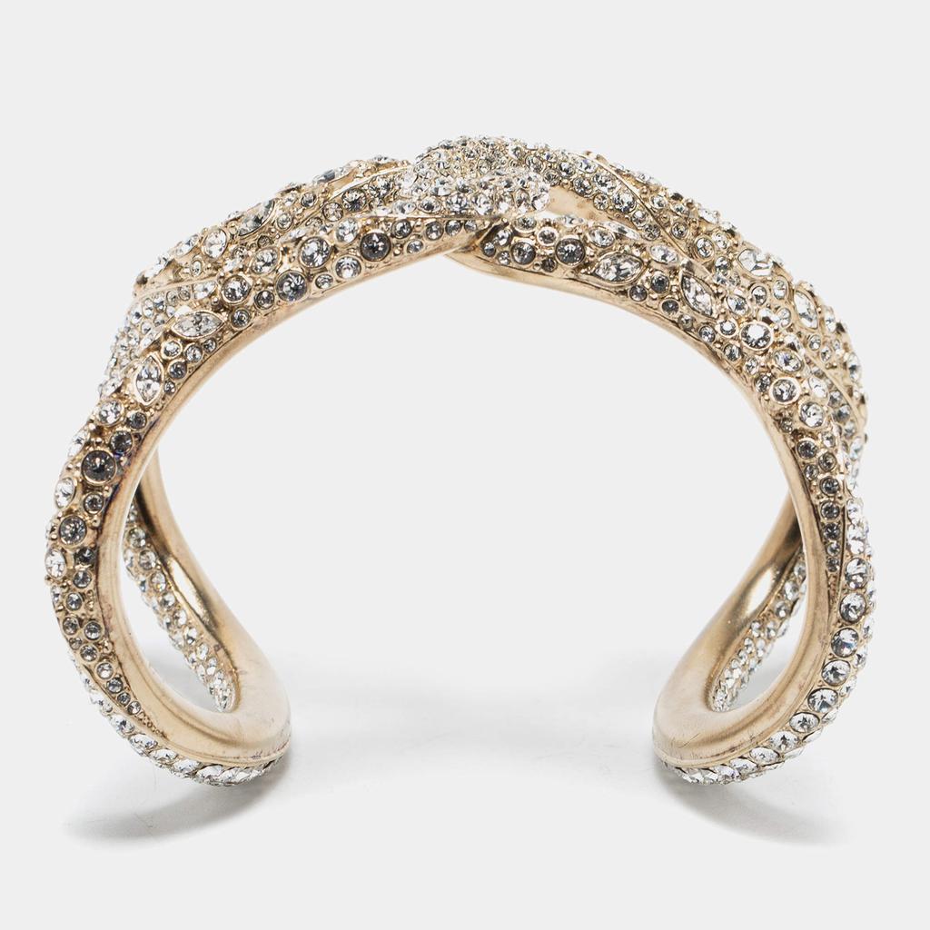 商品[二手商品] Chanel|Chanel Gold Tone Crystal Open Cuff Bracelet,价格¥9165,第6张图片详细描述