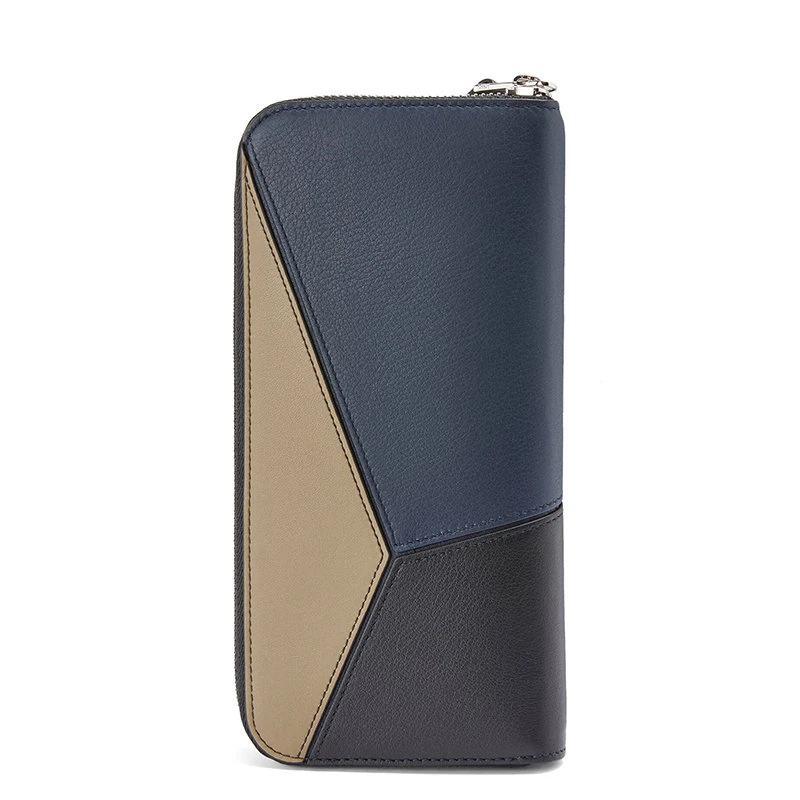 商品Loewe|【预售3-7天】罗意威 Puzzle系列 男士蓝色/咖啡色/黑色三色拼接牛皮革拉链开合拼图钱包C510U46X04-4456,价格¥5671,第5张图片详细描述