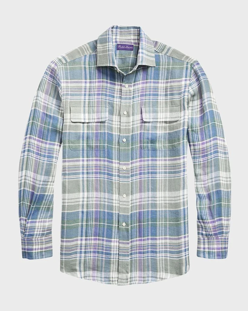 商品Ralph Lauren|Men's Serengeti Linen Check Sport Shirt,价格¥949,第2张图片详细描述