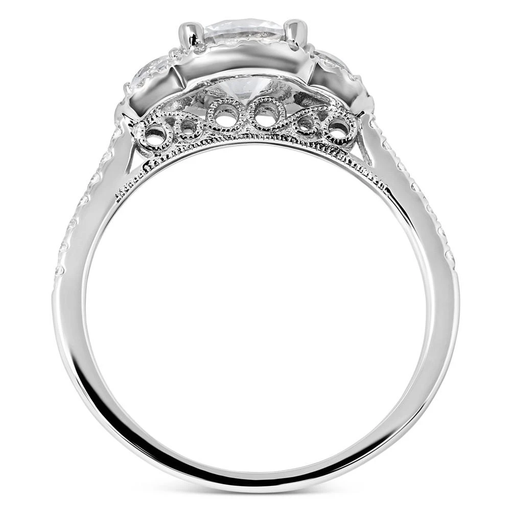 商品Macy's|Swarovski Zirconia Three-Stone Halo Ring in 14k White Gold,价格¥9412,第4张图片详细描述