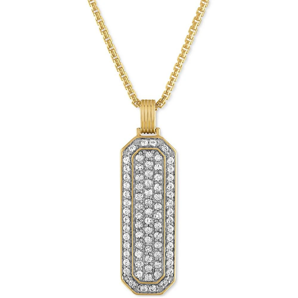 商品Esquire Men's Jewelry|Black Spinel Beveled Dog Tag 24" Pendant Necklace (2-4/5 ct. t.w.) in Sterling Silver (Also in White Topaz), Created for Macy's,价格¥2310,第1张图片