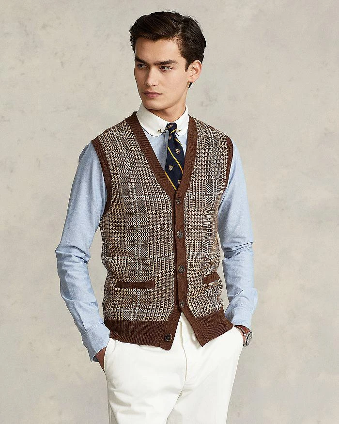 商品Ralph Lauren|Cotton, Linen & Cashmere Plaid Regular Fit V Neck Sweater Vest,价格¥1332,第5张图片详细描述