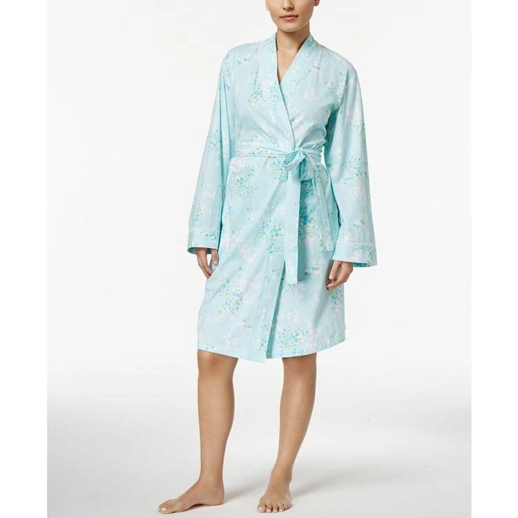 商品Charter Club|Lace-Trimmed Printed Cotton Knit Short Wrap Robe, Created for Macy's,价格¥253,第1张图片