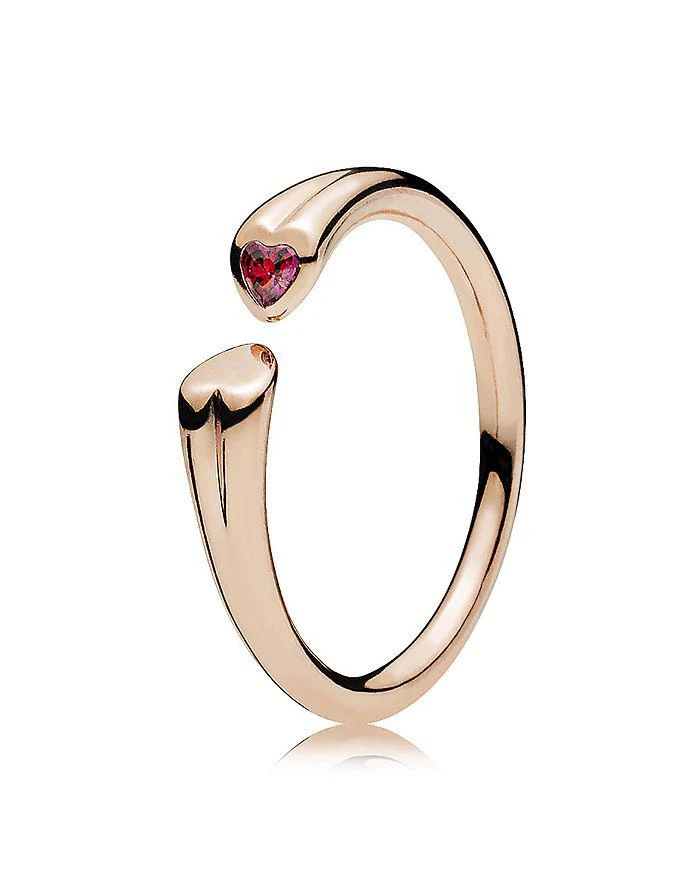 商品PANDORA|Sterling Silver & Cubic Zirconia Two Hearts 开口戒指,价格¥338,第1张图片