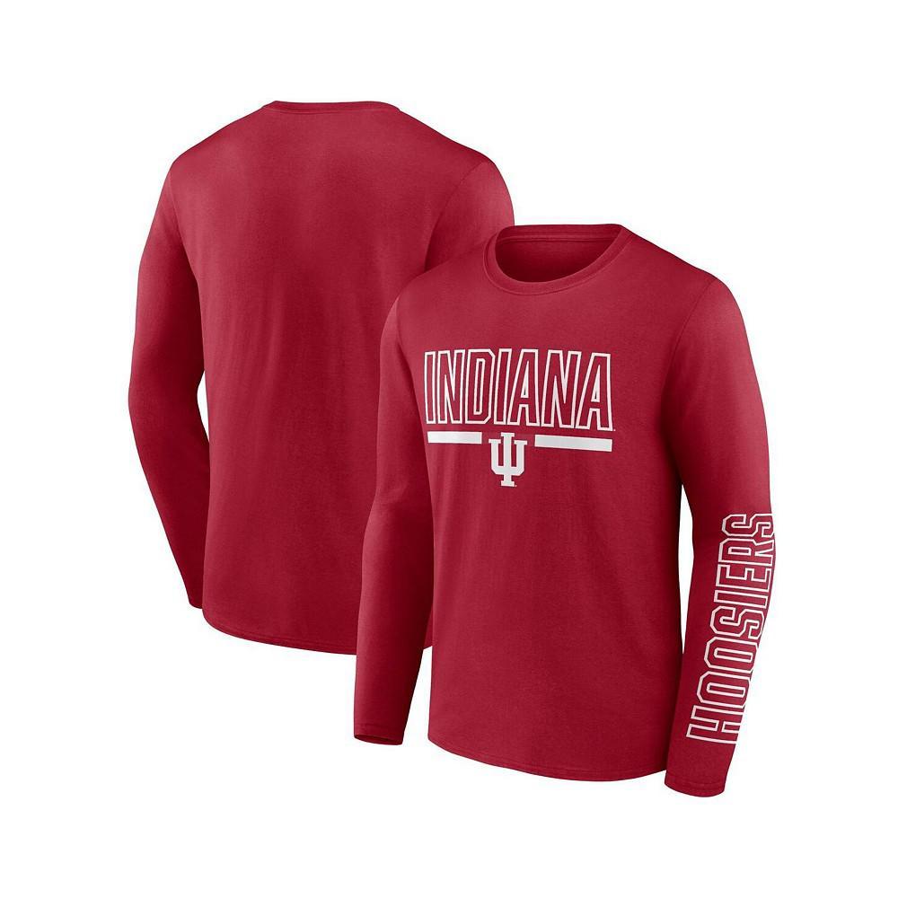 商品Fanatics|Men's Branded Crimson Indiana Hoosiers Modern Two-Hit Long Sleeve T-shirt,价格¥252,第1张图片