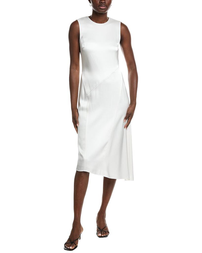 button ruffle hem denim dress Ruffled Up Cap Sleeve Blush Pink / L CAROLINA HERRERA SEAMED DENIM Cold water Off-Season Clearance Color:Natural White on Nude / Natural White Underlay
