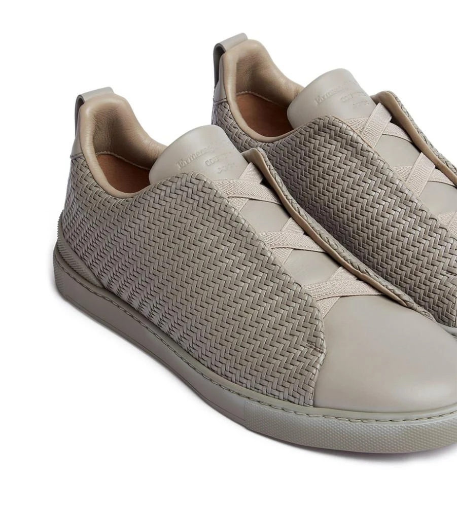 商品Zegna|Leather Triple Stitch Sneakers,价格¥9523,第3张图片详细描述