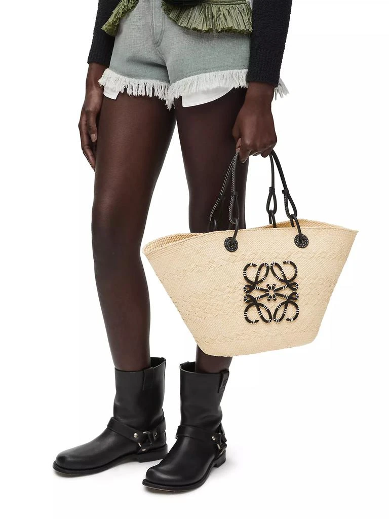 商品Loewe|LOEWE x Paula's Ibiza Anagram Leather-Trimmed Iraca Basket Bag,价格¥9295,第2张图片详细描述