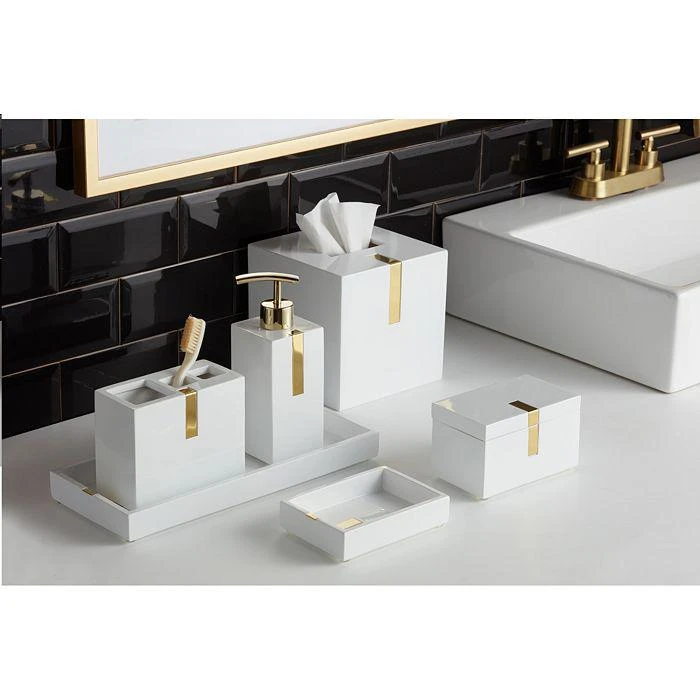 商品Roselli|Houston Street White/Brass Toothbrush Holder,价格¥359,第5张图片详细描述