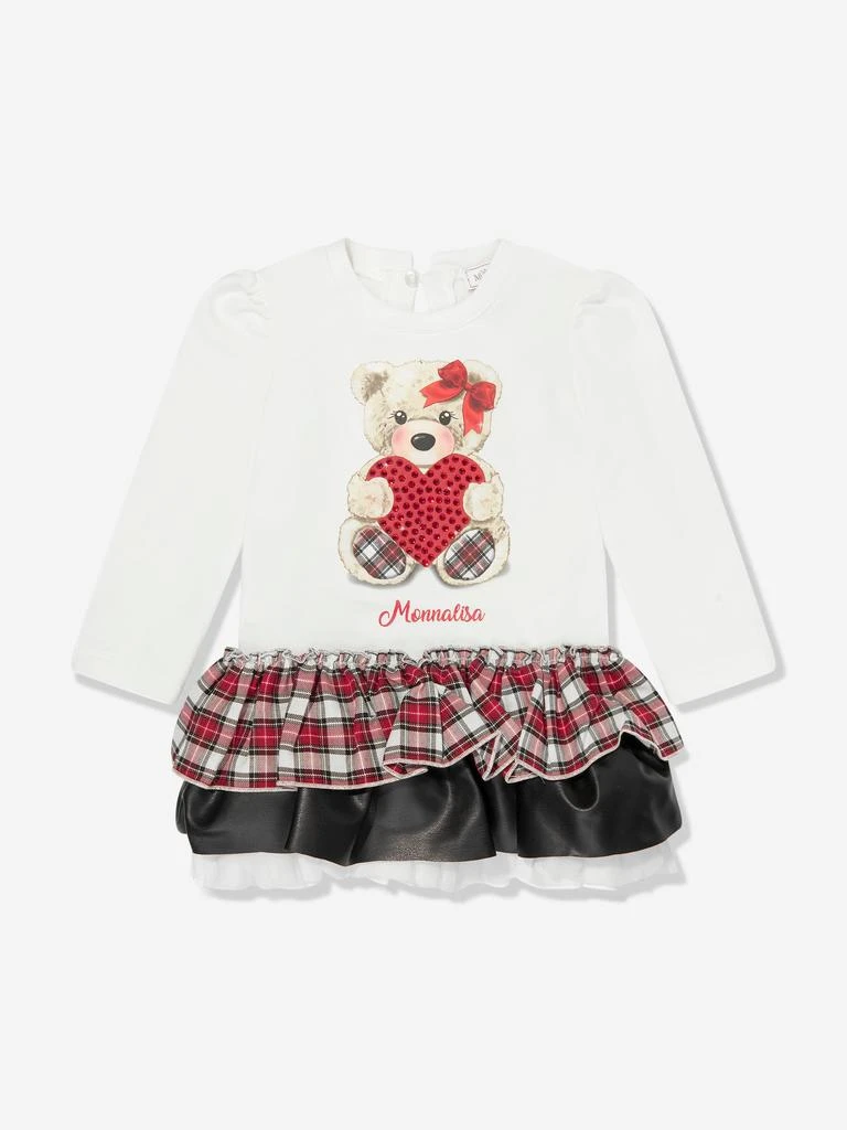 商品MONNALISA|Monnalisa Baby Girls Teddy Heart Sweater Dress in Ivory,价格¥1097,第1张图片