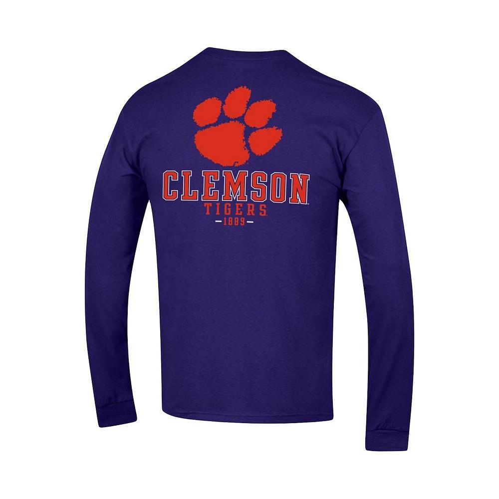 Men's Purple Clemson Tigers Team Stack Long Sleeve T-shirt商品第2张图片规格展示