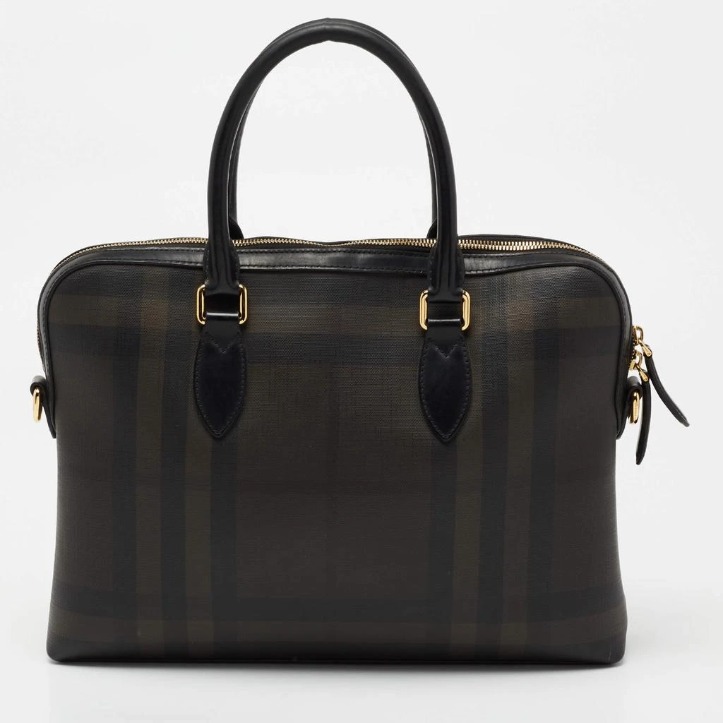 商品[二手商品] Burberry|Burberry Brown/Black London Check Coated Canvas And Leather The Barrow Briefcase,价格¥4456,第4张图片详细描述