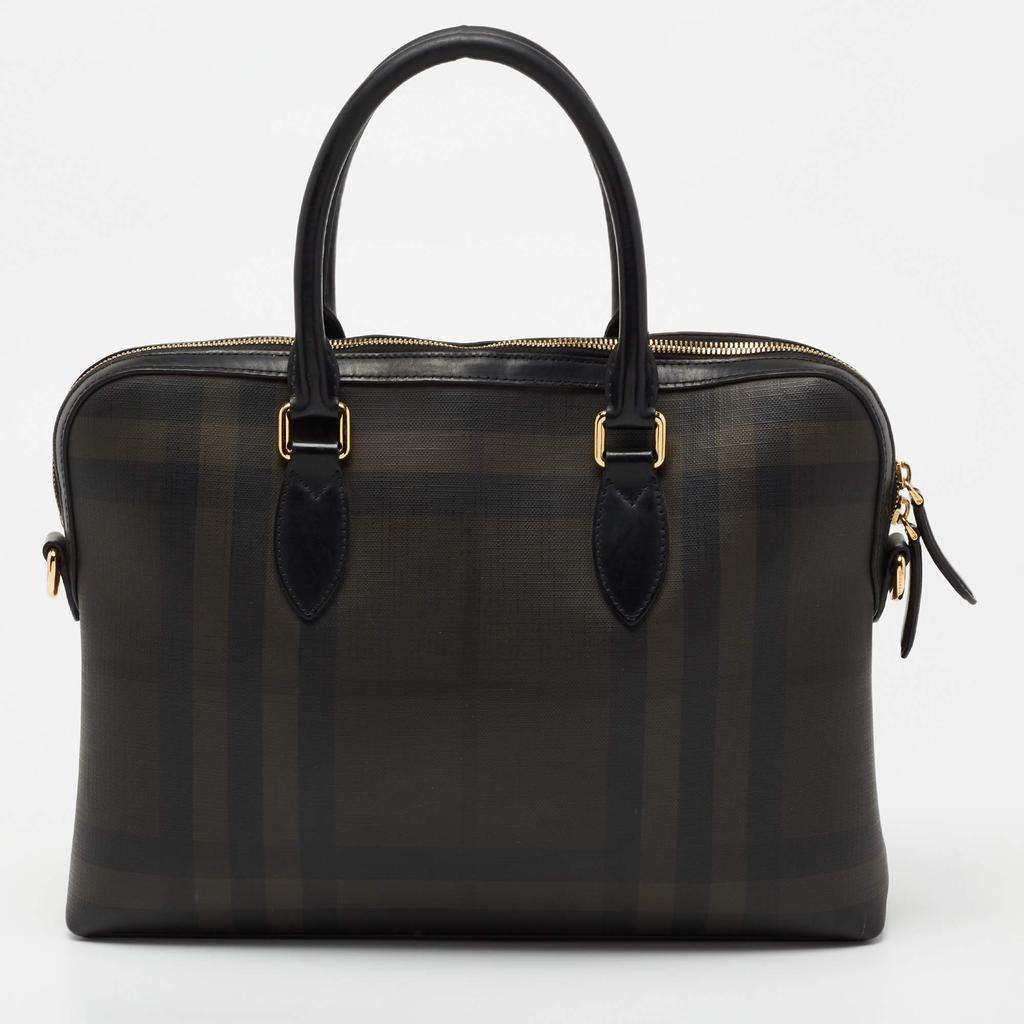 商品[二手商品] Burberry|Burberry Brown/Black London Check Coated Canvas And Leather The Barrow Briefcase,价格¥5284,第6张图片详细描述