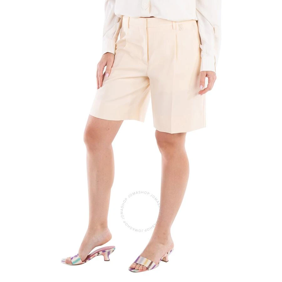 商品Burberry|Buttermilk Beige Lorette Monogram Motif Wool Tailored Shorts,价格¥539,第3张图片详细描述