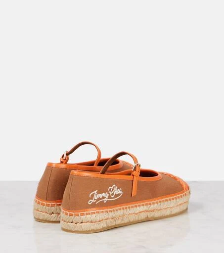 商品Jimmy Choo|Aciel皮革边饰帆布草编鞋,价格¥6575,第2张图片详细描述