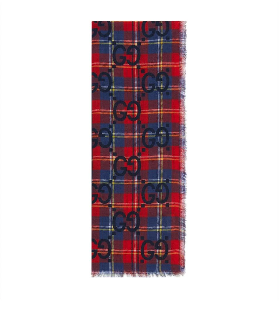 商品Gucci|Wool Maxi GG Tartan Scarf,价格¥5903,第1张图片