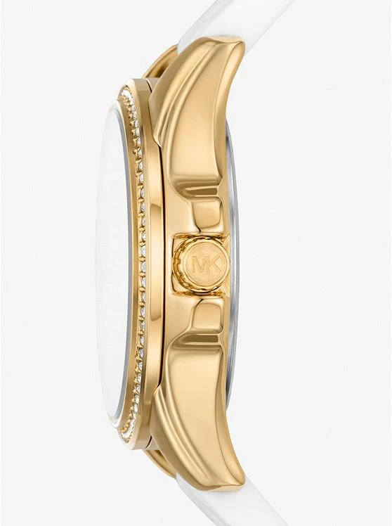 商品Michael Kors|Mini Pilot Pavé Gold-Tone and Logo Silicone Watch,价格¥1044,第2张图片详细描述