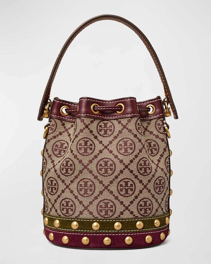 商品Tory Burch|Mini T Monogram Jacquard Studded Bucket Bag,价格¥2302,第3张图片详细描述