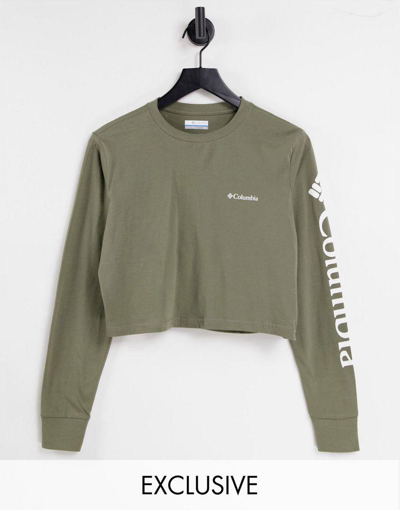 Columbia North Cascades long sleeve cropped t-shirt in green Exclusive at ASOS商品第1张图片规格展示