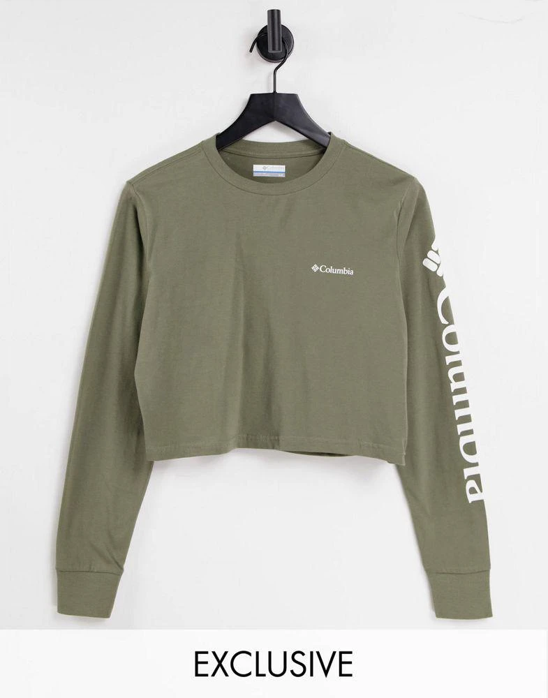 商品Columbia|Columbia North Cascades long sleeve cropped t-shirt in green Exclusive at ASOS,价格¥271,第1张图片