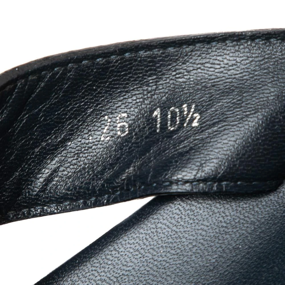 Louis Vuitton Navy Blue Leather Criss Cross Strap Flat Slides Size 44.5 商品