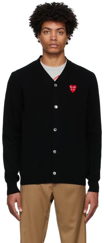 商品Comme des Garcons|Black Wool Layered Double Heart Cardigan,价格¥3607,第1张图片