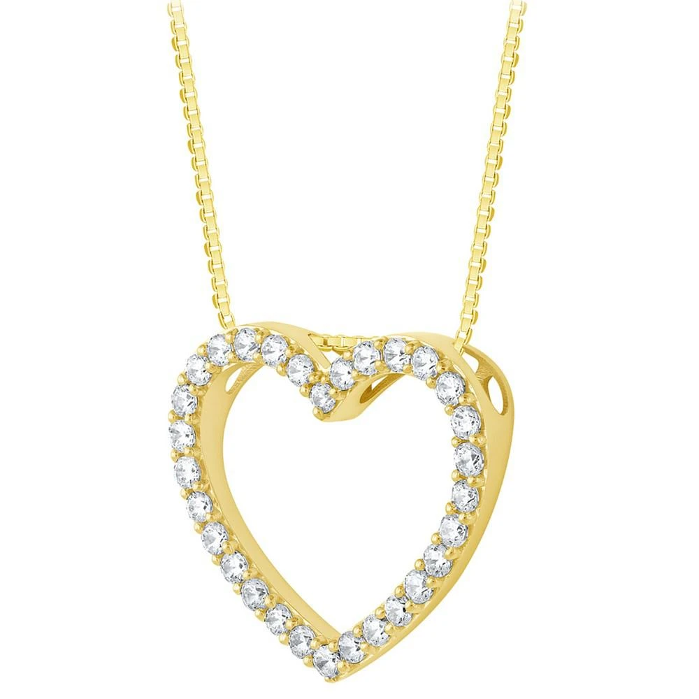 商品Macy's|Diamond Open Heart Pendant Necklace (1 ct. t.w.) in 14k Gold, 16" + 2" extender,价格¥8133,第5张图片详细描述