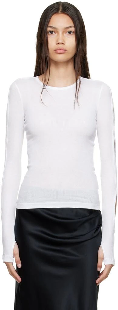 商品Helmut Lang|White Cotton Long Sleeve T-Shirt,价格¥805,第1张图片