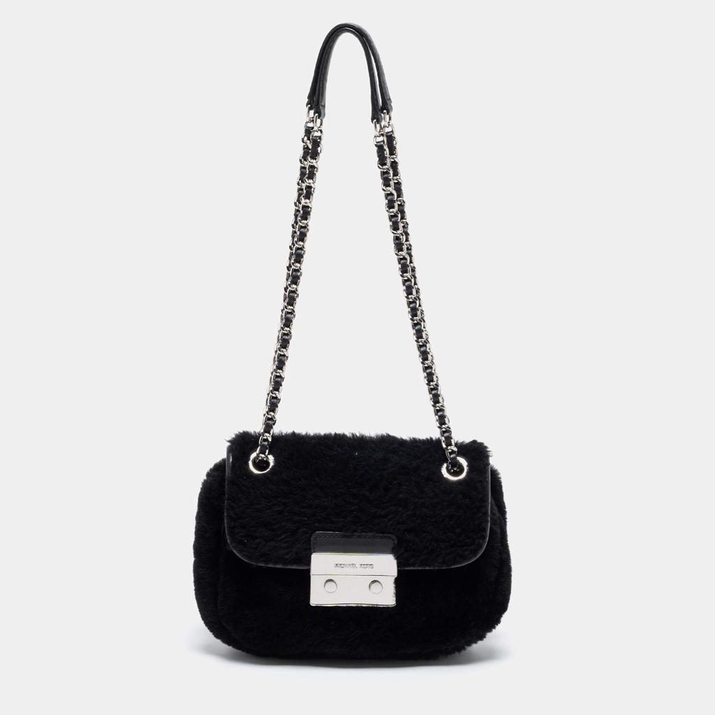 商品[二手商品] Michael Kors|Michael Kors Black Shearling and Leather Trim Sloan Chain Shoulder Bag,价格¥1471,第1张图片