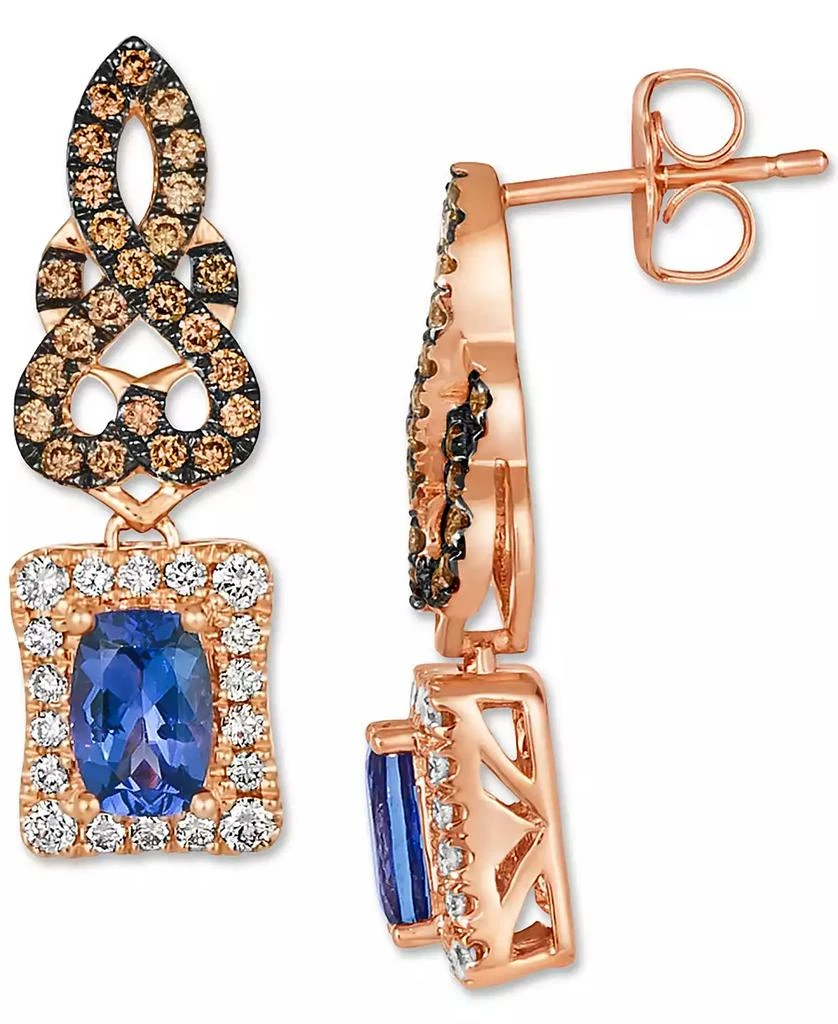 商品Le Vian|Blueberry Tanzanite (1 ct. t.w.) & Diamond (3/4 ct. t.w.) Scrollwork Drop Earrings in 14k Rose Gold,价格¥12164,第2张图片详细描述