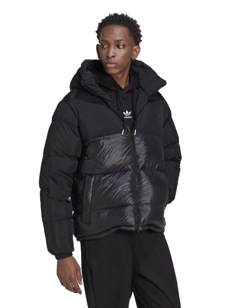 adidas Originals down puffer jacket with hood in black商品第1张图片规格展示