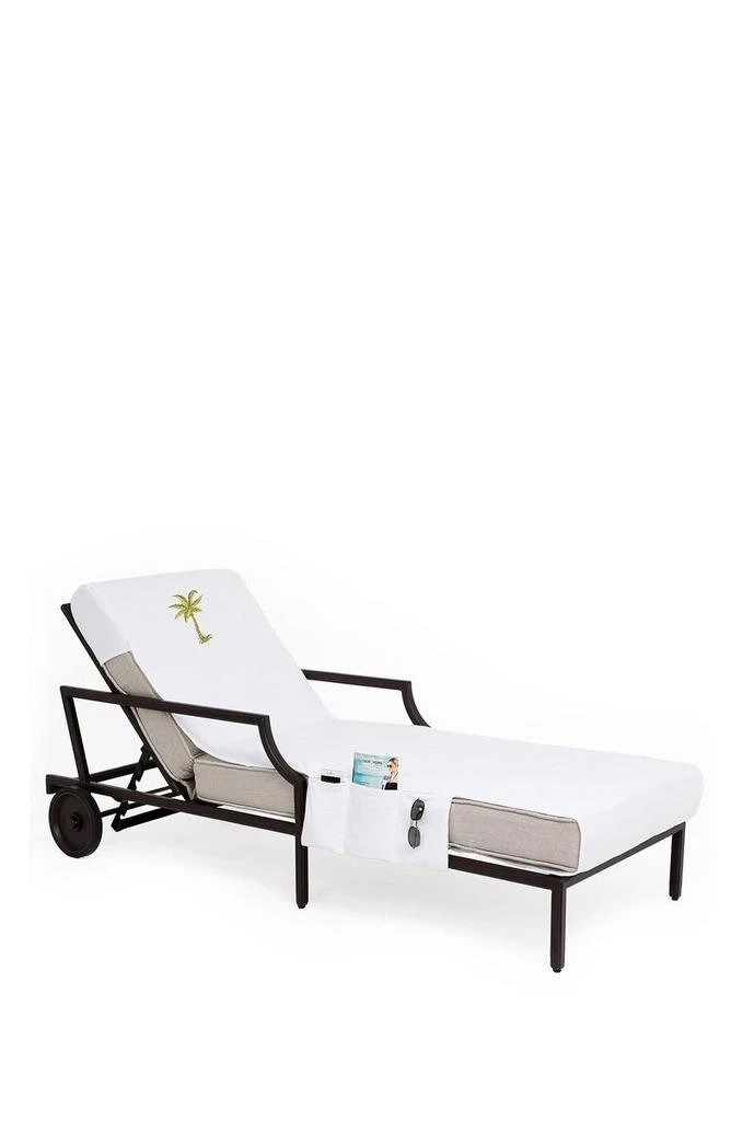 商品Linum Home Textiles|100% Turkish Cotton Palm Tree Embroidered Standard Size Chaise Lounge Cover With Side Pockets - White,价格¥691,第5张图片详细描述