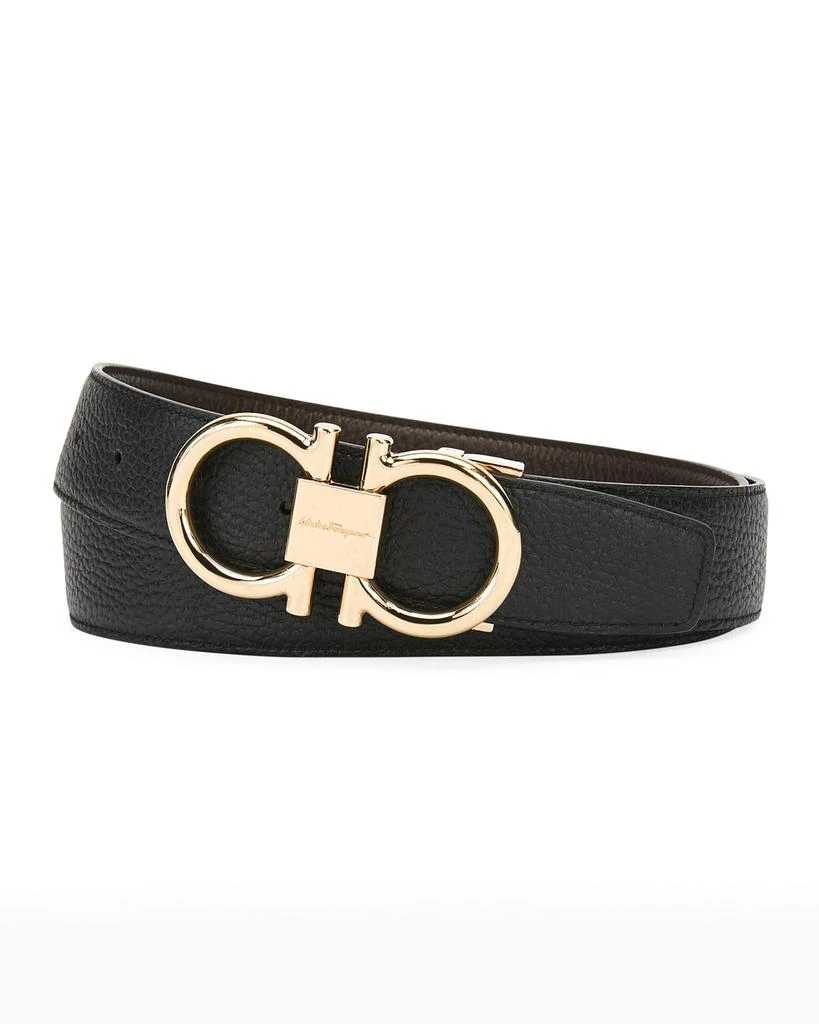 商品Salvatore Ferragamo|Men's Reversible Leather Belt with Rose-Tone Gancini Buckle,价格¥4138,第1张图片