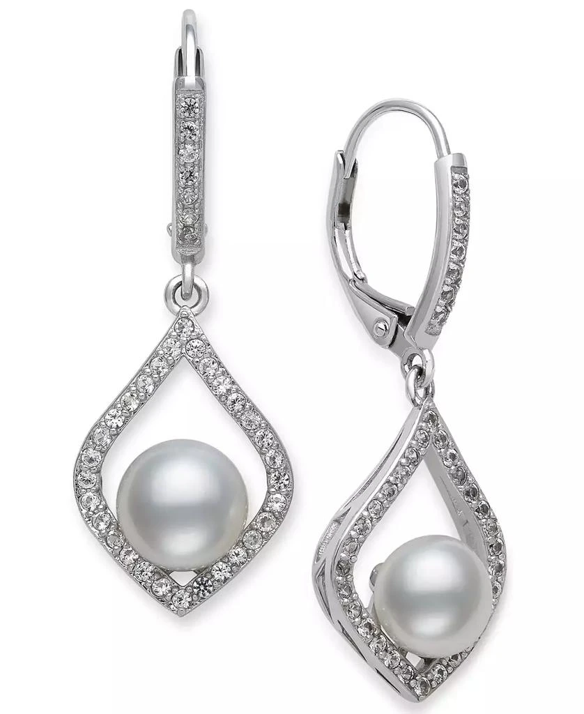 商品Belle de Mer|Cultured Freshwater Pearl (7mm) & Cubic Zirconia Drop Earrings in Sterling Silver,价格¥1336,第1张图片