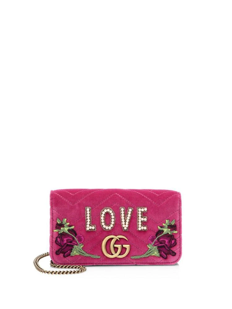 商品Gucci|Floral Applique Velvet Clutch Bag,价格¥10881,第1张图片