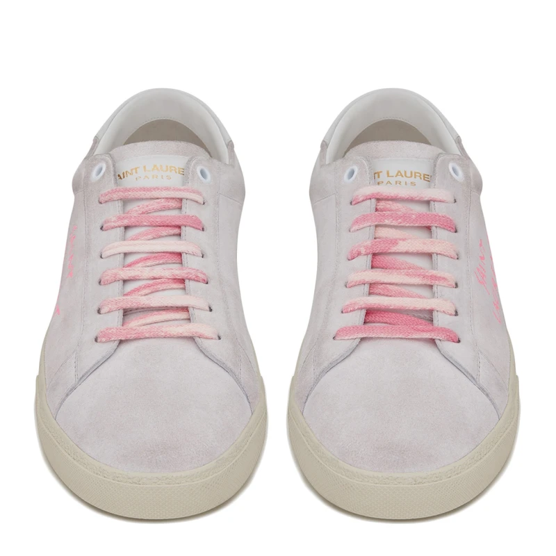 YSL 圣罗兰 女士灰色小牛皮对比色鞋带休闲板鞋 580043-0S020-9030 商品
